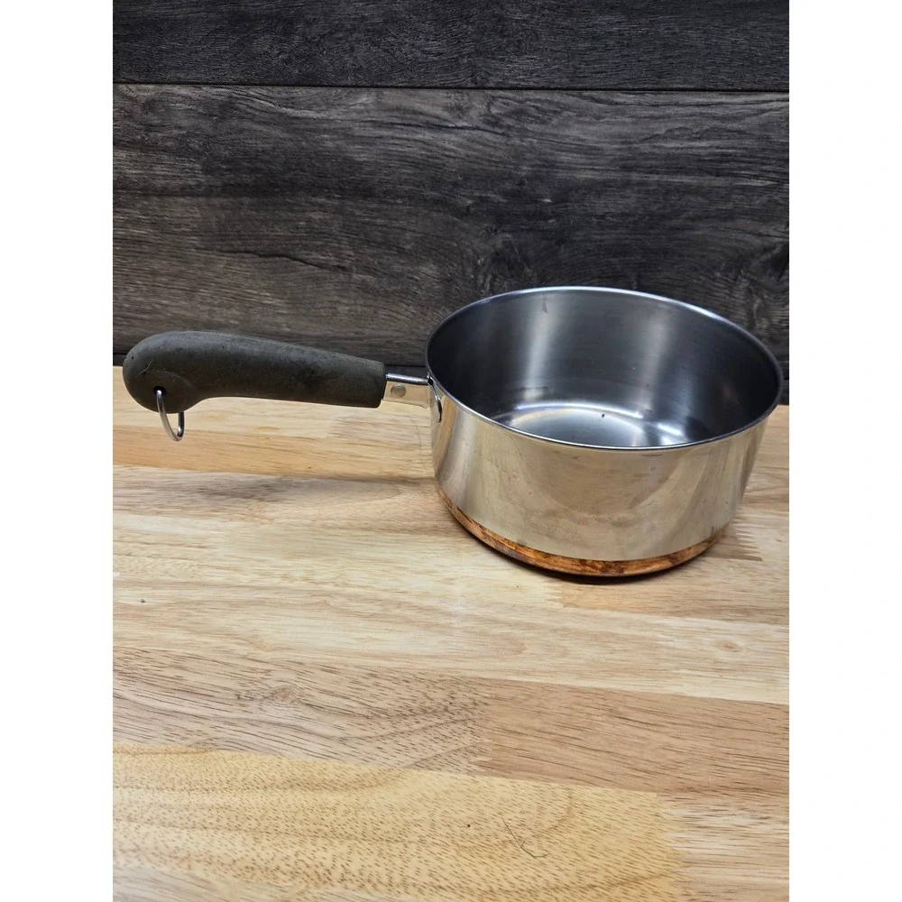 Revere Ware 2 Qt Copper Bottom Stainless Steel Saucepan Vintage Clinton IL USA